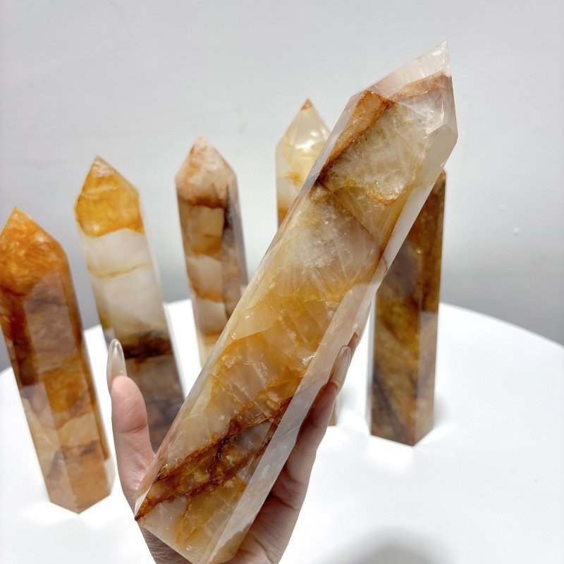 6 Pieces Large Golden Hematoid Tower - Wholesale Crystals