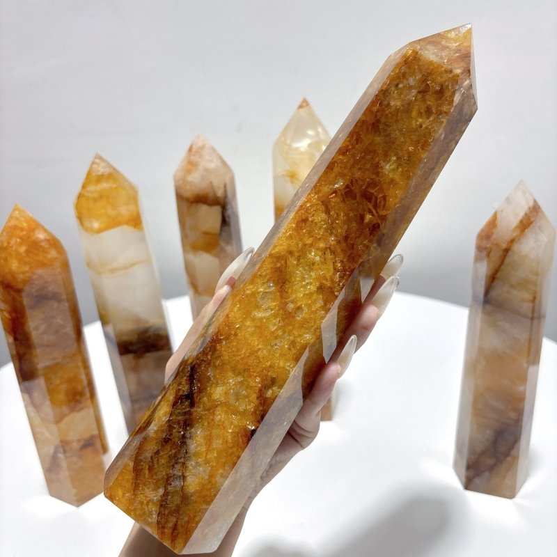 6 Pieces Large Golden Hematoid Tower - Wholesale Crystals