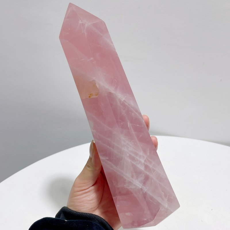 6 Pieces Large Madagascar Deep Pink Rose Quartz Points - Wholesale Crystals