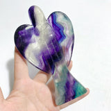 6 Pieces Large Rainbow Fluorite Angel Carving - Wholesale Crystals