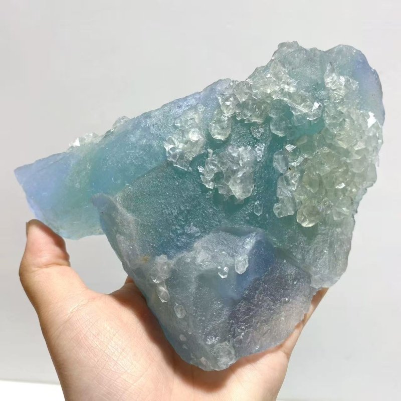 6 Pieces Large Raw Blue Fluorite Mixed Calcite Specimen - Wholesale Crystals