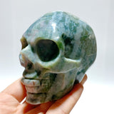 6 Pieces Moss Agate Skull Carving - Wholesale Crystals