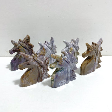 6 Pieces Ocean Jasper Unicorn Carving - Wholesale Crystals