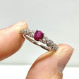 6 Pieces Red Tourmaline& Blue Sapphire 925 Silver Rings - Wholesale Crystals