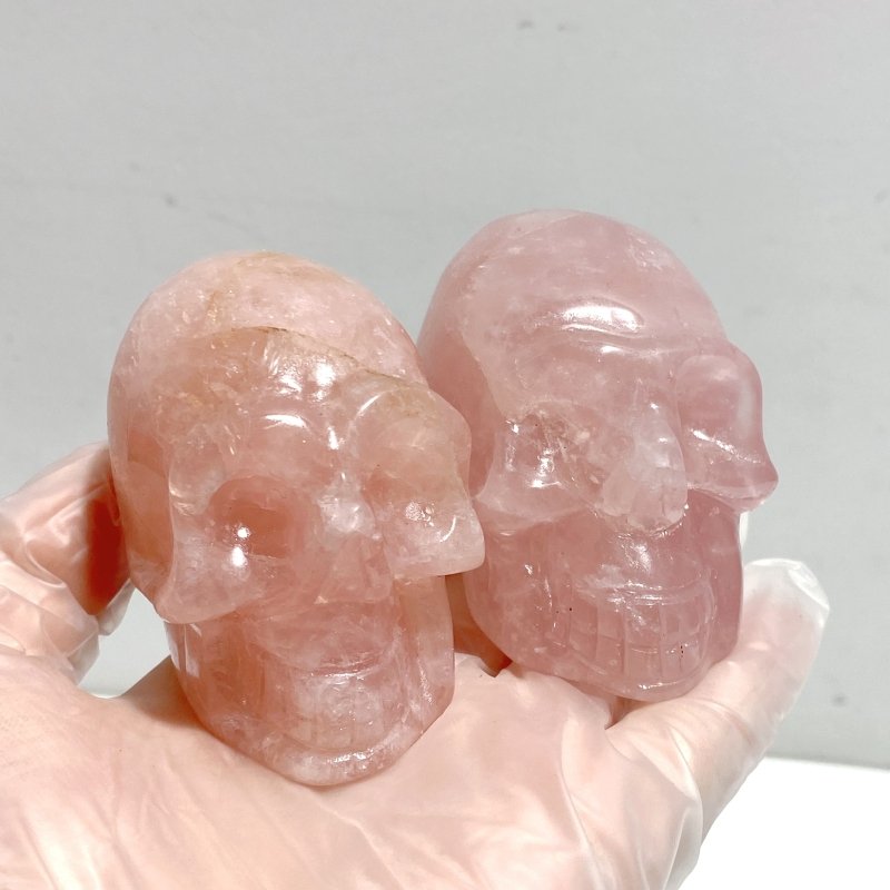 6 Pieces Rose Quartz Skull Carving - Wholesale Crystals
