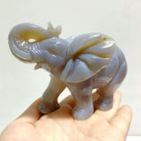 6 Pieces Small Geode Agate Druzy Elephant Carving - Wholesale Crystals