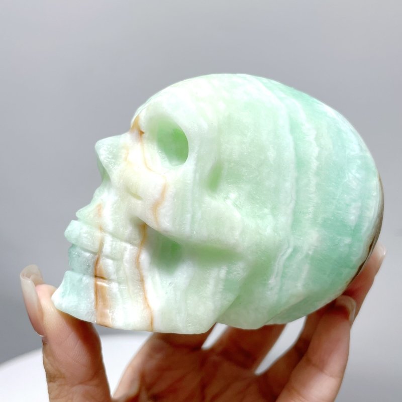 6 Pieces Unique Green Calcite Skull Carving - Wholesale Crystals