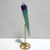 6 Pieces Watemelon Fluorite Magic Scepter Wand With Stand - Wholesale Crystals