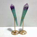 6 Pieces Watemelon Fluorite Magic Scepter Wand With Stand - Wholesale Crystals