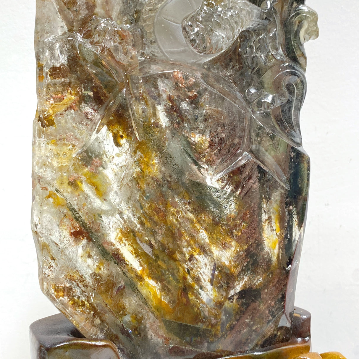 Unique Garden Quartz Chinese Dragon Carving Home Decor