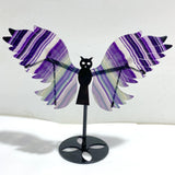 Beautiful Rainbow Fluorite Symmetry Owl Wing Carving With Stand