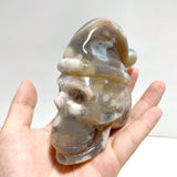 2 Pieces Sakura Flower Agate Christmas Hat Skull Carving