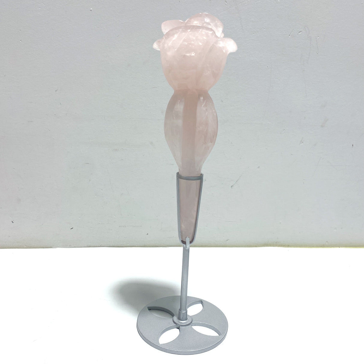 5 Pieces Rose Quartz Flower Carving With Stand