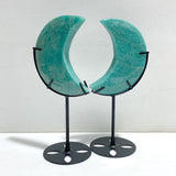 5 Pieces Large Amazonite Moon Carving With Stand