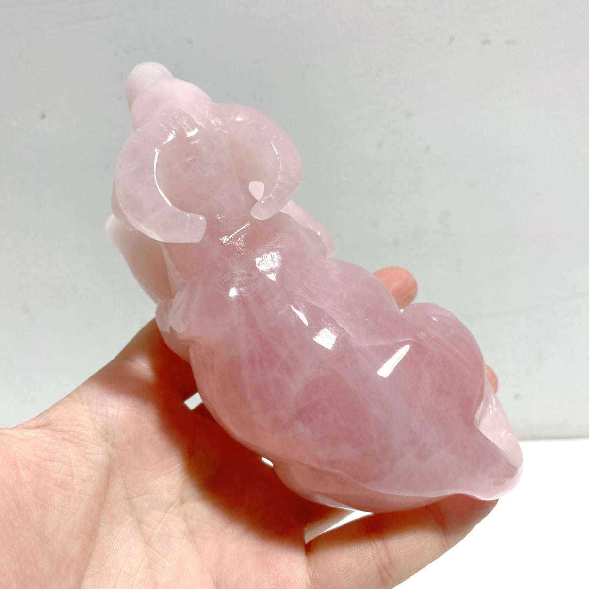 3 Pieces Rose Quartz Cattle Carving