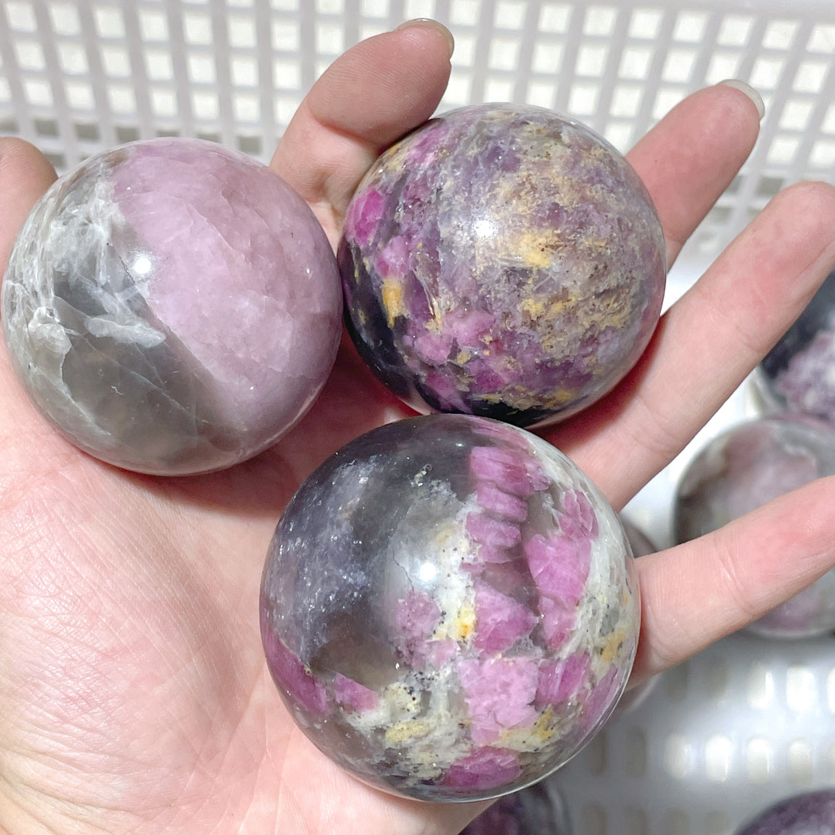 16 Pieces Pink Tourmaline Spheres Balls