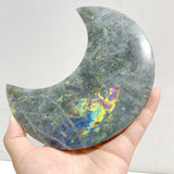 3 Pieces Beautiful Labradorite Moon Carving With Stand
