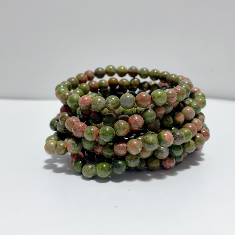 6mm Unakite Yellow Tiger Eye Red Jasper Moss Agate Blue Aventurine Bracelet Wholesale - Wholesale Crystals