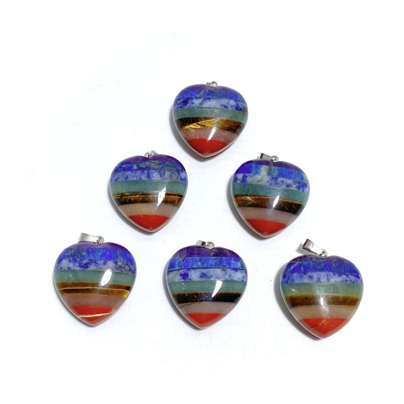 7 Chakra Heart Shape Pendants Wholesale - Wholesale Crystals