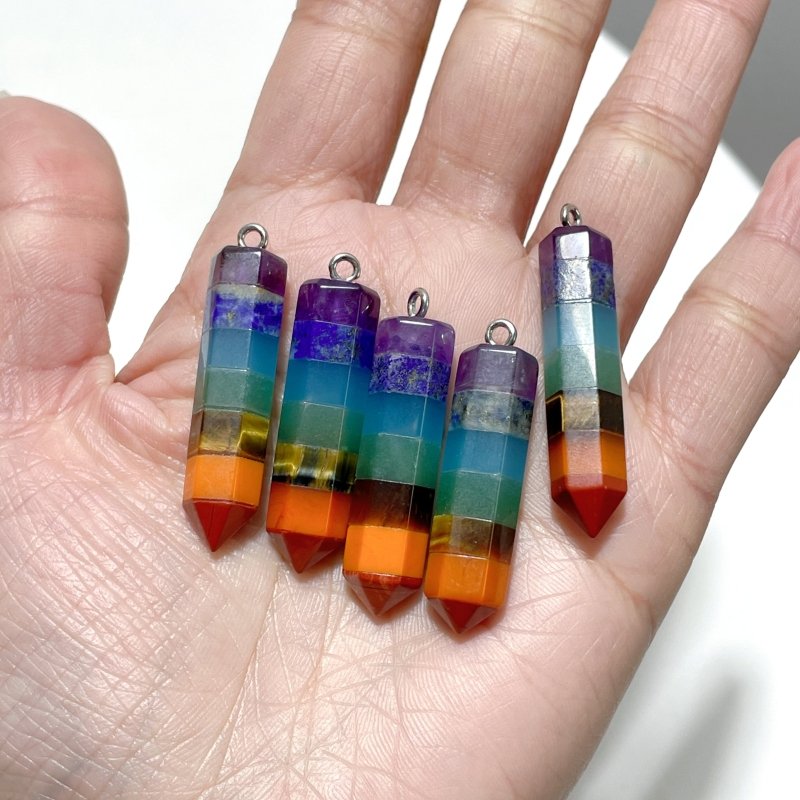 7 Chakra Mini Point Crystal Pendant Wholesale - Wholesale Crystals