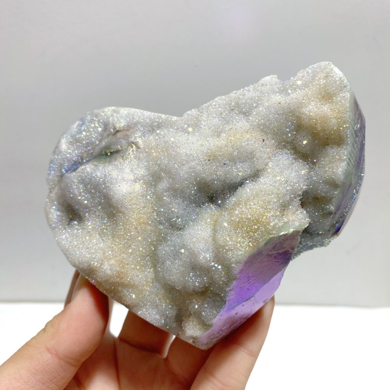 7 Pieces Aura Quartz Cluster Heart With Stand 3 - Wholesale Crystals