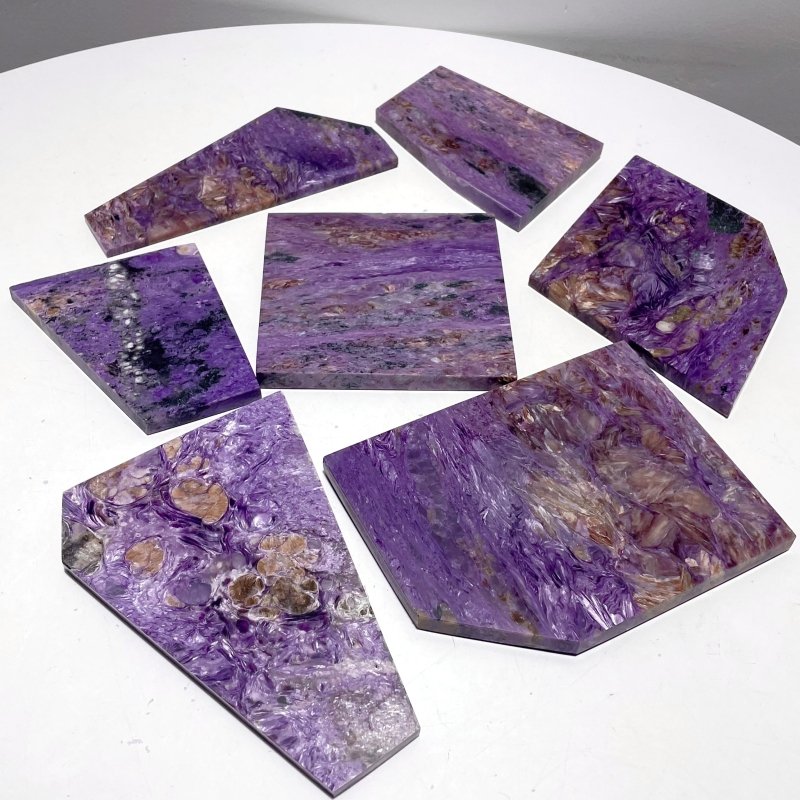 7 Pieces Beautiful High Quality Charoite Slab - Wholesale Crystals