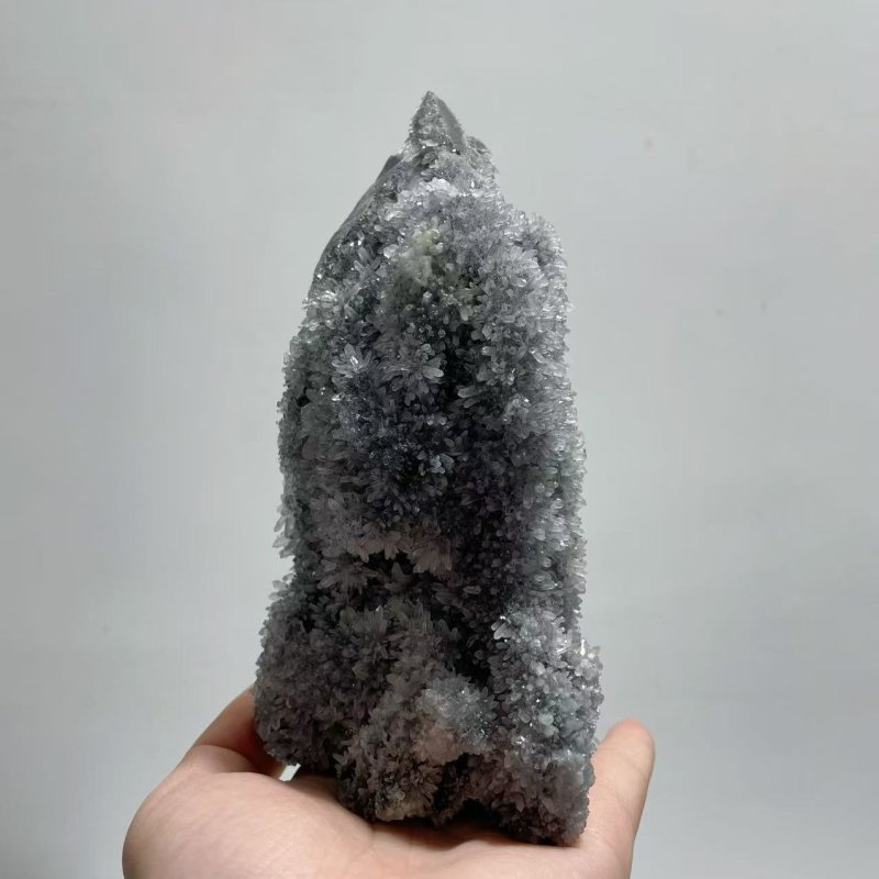 7 Pieces Black Clear Quartz Cluster Raw Side Point Tower - Wholesale Crystals