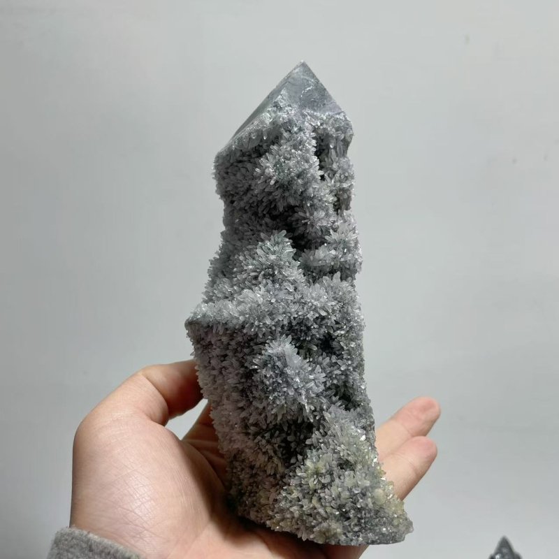 7 Pieces Black Clear Quartz Cluster Raw Side Point Tower - Wholesale Crystals