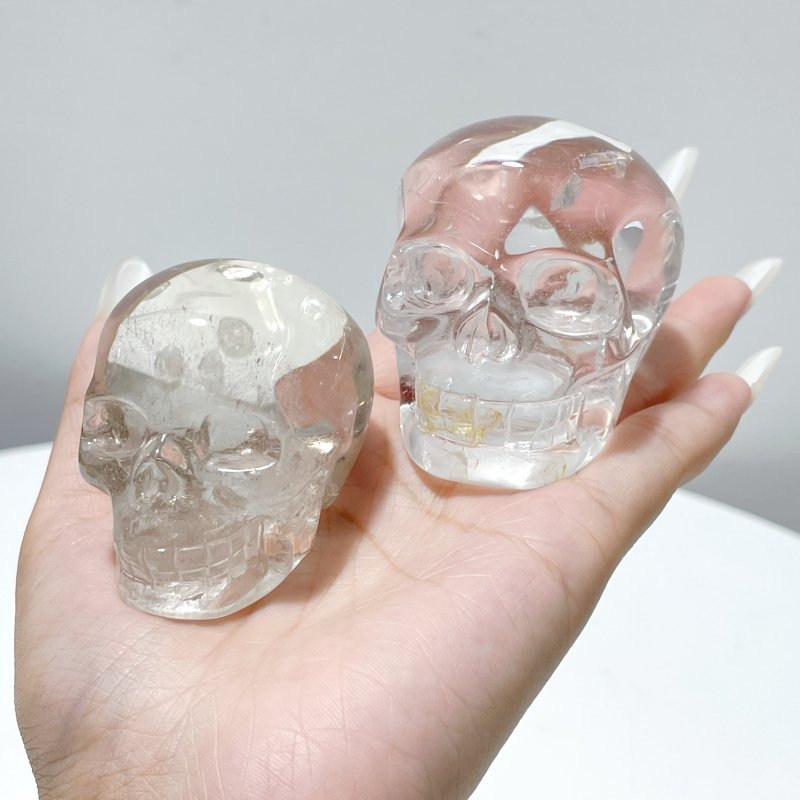 7 Pieces Clear Quartz Skull Carving - Wholesale Crystals