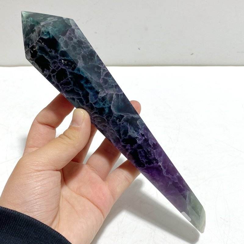 7 Pieces Fluorite Point Magic Scepter Wand With Stand - Wholesale Crystals