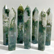 7 Pieces Large Green Moss Agate Points -Wholesale Crystals