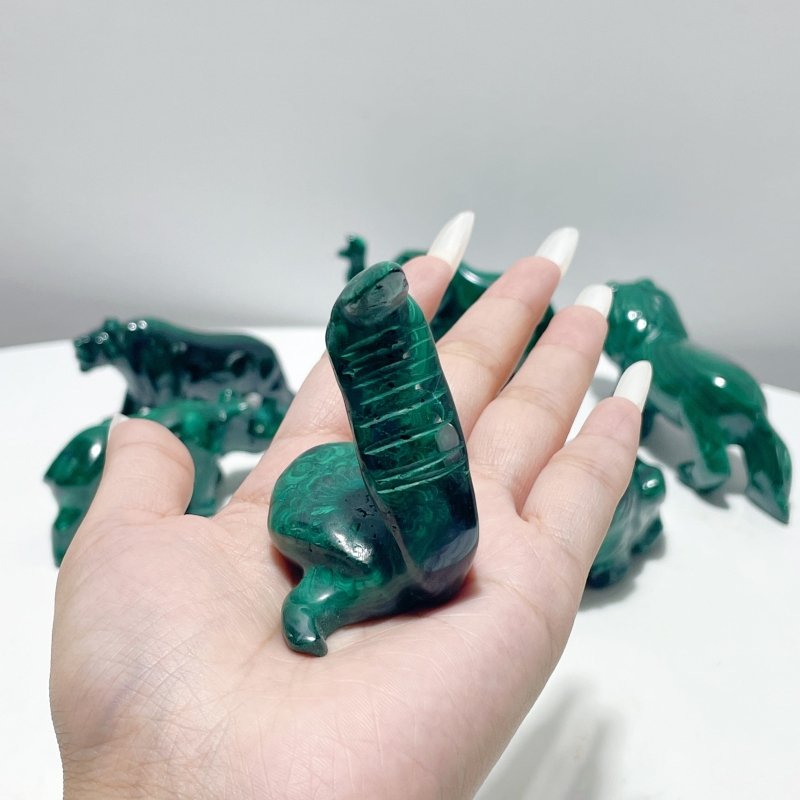 7 Pieces Malachite Animals Carving - Wholesale Crystals