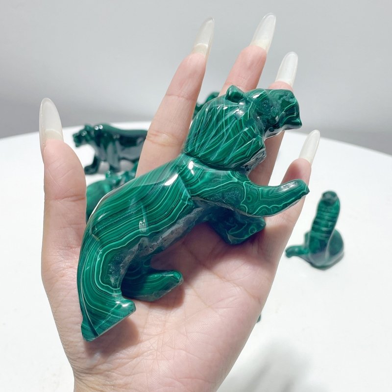 7 Pieces Malachite Animals Carving - Wholesale Crystals