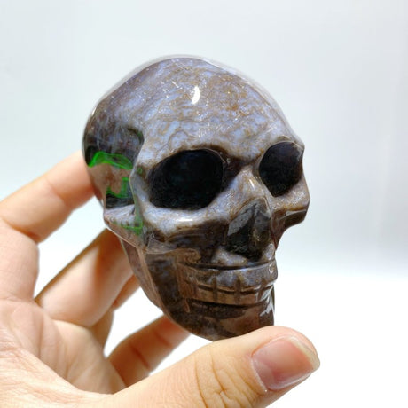 7 Pieces Moss Agate Skull Carving - Wholesale Crystals