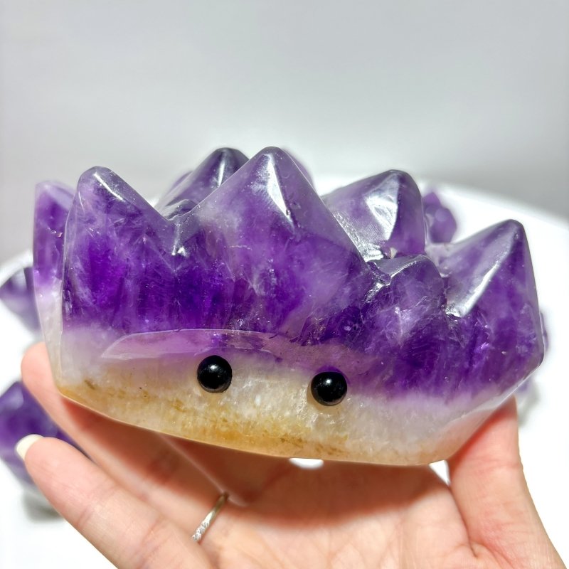 7 Pieces Polished Large Amethyst Teeth Cluster Groot Carving - Wholesale Crystals