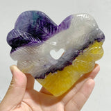 7 Pieces Rainbow Fluorite Heart Carving With Stand -Wholesale Crystals