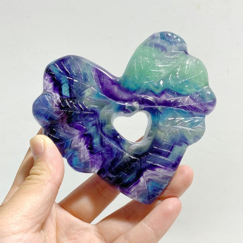 7 Pieces Rainbow Fluorite Heart With Stand - Wholesale Crystals