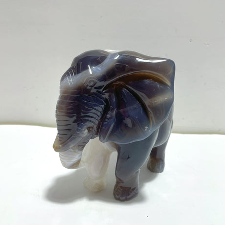 Beautiful Geode Agate Druzy Elephant Animal Carving #A02