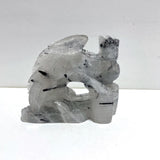 Unique Black Tourmaline Flying Dragon Castle Carving