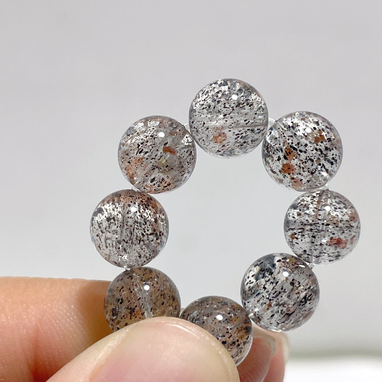 10 Pieces Black Mica Mixed Garden Quartz Bracelets
