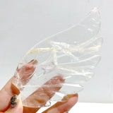 Unique Clear Quartz Heart Wing Carving With Stand