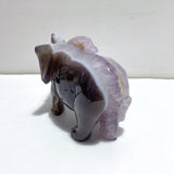 Unique Geode Amethyst Mixed Agate Druzy Elephant Animal Carving #A03