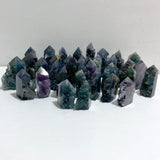 33 Pieces Blue Fluorite Mixed Pyrite Raw Side Tower