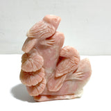 2 Pieces Cute Pink Opal Bird Carving