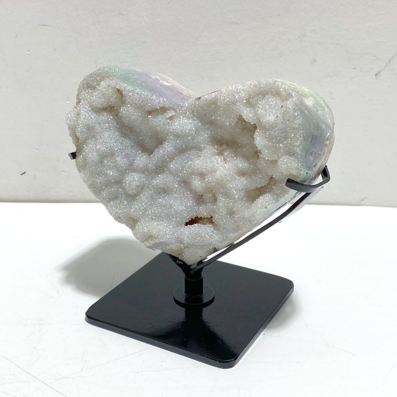 8 Pieces Aura Quartz Cluster Heart With Stand 2 - Wholesale Crystals