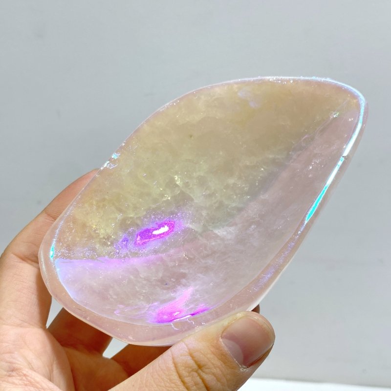 8 Pieces Aura Rose Quartz Bowl Carving - Wholesale Crystals