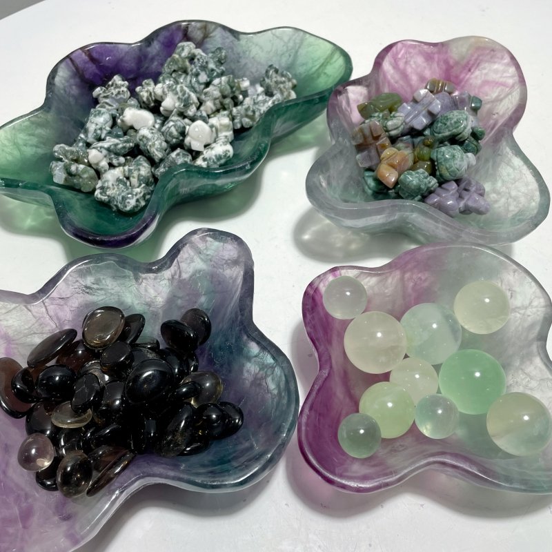 8 Pieces Beautiful Large Fluorite Bowl Home Decor Carving - Wholesale Crystals