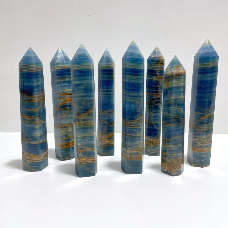 8 Pieces High Quality Blue Onyx Tower - Wholesale Crystals