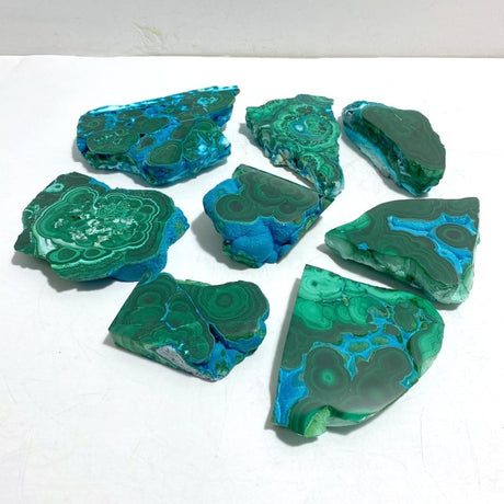8 Pieces High Quality Chrysocolla Mixed Malachite Slab Specimen 12 - Wholesale Crystals