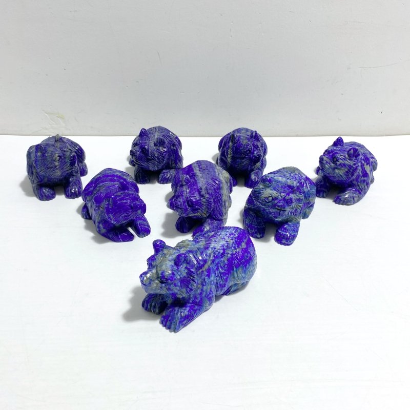 8 Pieces Lapis Lazuli Bears Carving - Wholesale Crystals